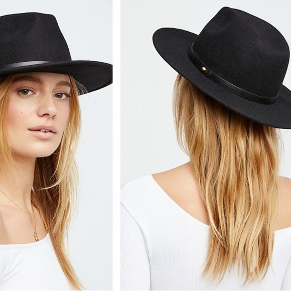 Free People Wythe Leather Band Wool Hat in Black - Picture 3 of 12